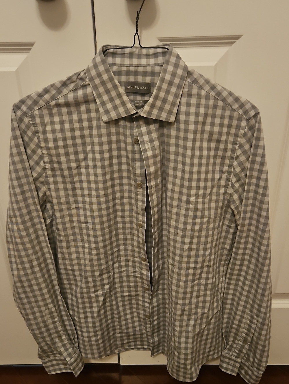 Michael Kors Men's Gray Plaid Dress Shirt
